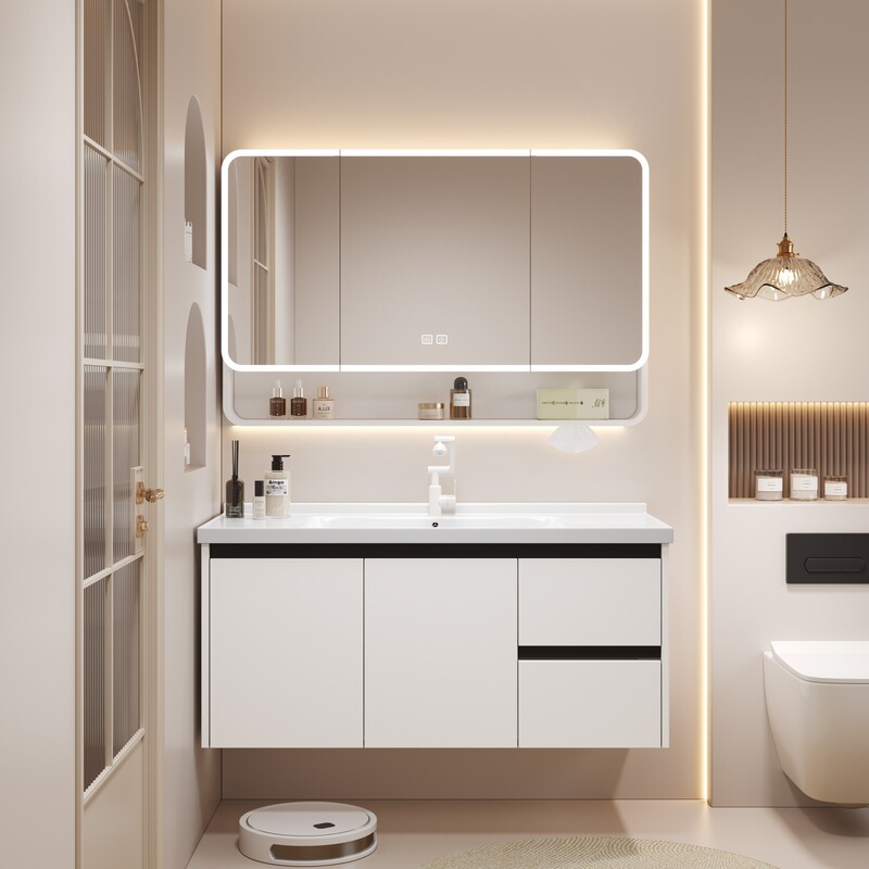 New Simple Thickened Honeycomb Aluminum Bathroom Cabinet Washbasin Combination Ceramic Integrated Washbasin Washstand with Drawer