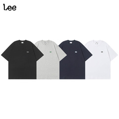 25春夏新作Lee刺繍スモールラベルラウンドネック無地ルーズTシャツ男女兼用、トレンドブランドの夏の半袖の必需品
