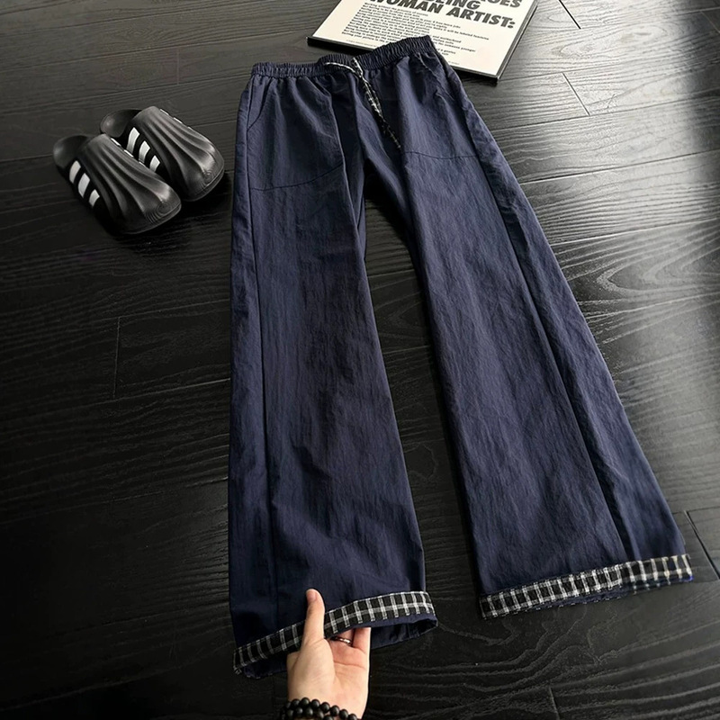 American-style patchwork plaid casual pants, trendy men's athletic pants, cleanfit straight-leg casual long pants, new men's fashion American-style patchwork plaid casual pants, trendy men's athletic pants, cleanfit straight-leg casual long pants, new men's fashion