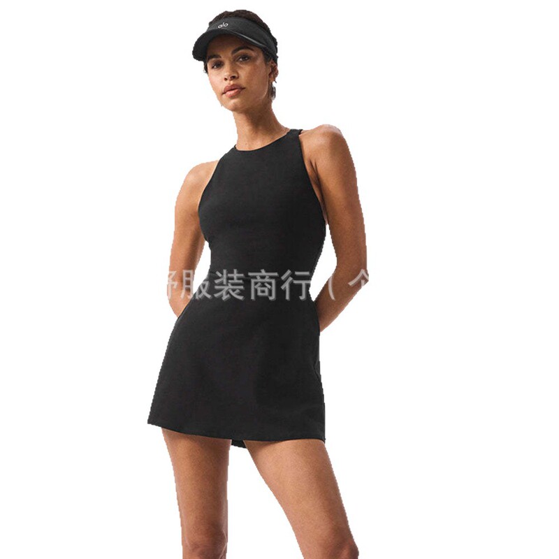 alo原标2025款裸感网球裙防走光可拆卸胸垫专业运动训练服瑜伽裙|undefined