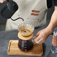 手冲咖啡壶套装手磨玻璃漏斗滤纸滴漏式咖啡壶手冲壶长嘴亚马逊