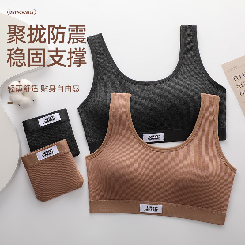 Women's Pure Cotton Sports Bra, Tube Top, Sexy Wire-Free Bra Vest, Beautiful Back, Comfortable and Breathable Suit