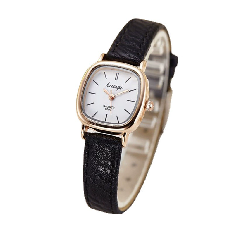 Watch Kasiqi Small Square Quartz, leather-style strap, 2.2 cm dial