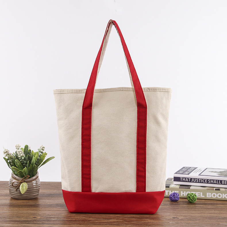 厂家批发拼接帆布袋手提袋棉布袋加固手提加厚可印logo