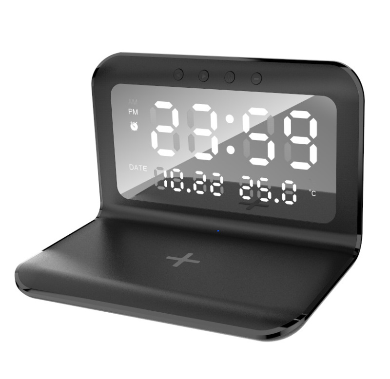 新しい電子時計ワイヤレス充電器スマート目覚まし時計 15 ワット多機能スリーインワイヤレス充電温度カレンダー|undefined