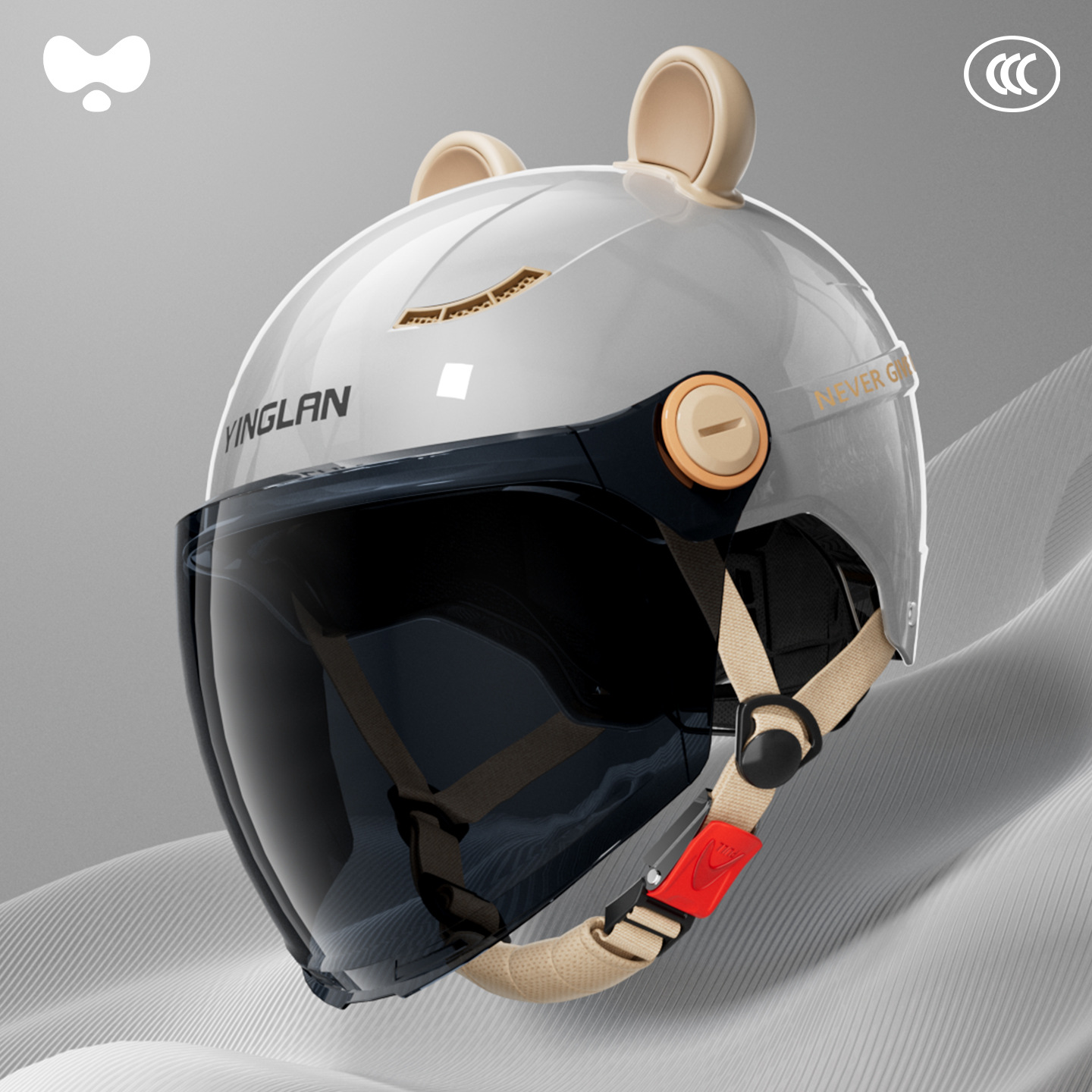 Motosiklet kaskı (dəbilqə) | Universal Helmet Electric Vehicle - 3c-volcanic-ash-sunscreen-long-mirror-class-a-new-national-standard