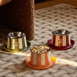 宠物不锈钢单碗护颈防漏食防蚂蚁宠物碗高架护颈狗碗防打翻猫碗