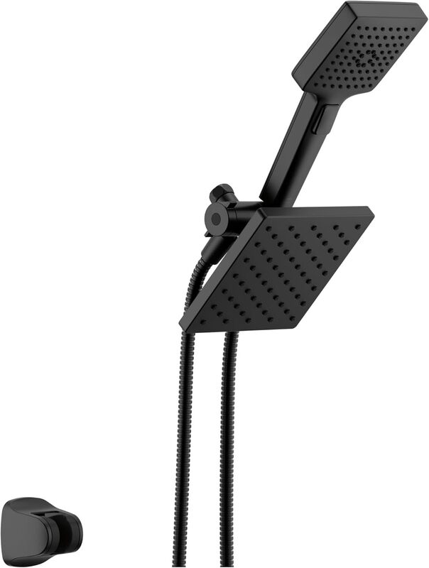 Delta Square 2-in-1 Dual Shower Head with 4 Spray Settings, Handheld Spray, Matte Black Available Delta Square 2-in-1 Dual Shower Head with 4 Spray Settings, Handheld Spray, Matte Black Available