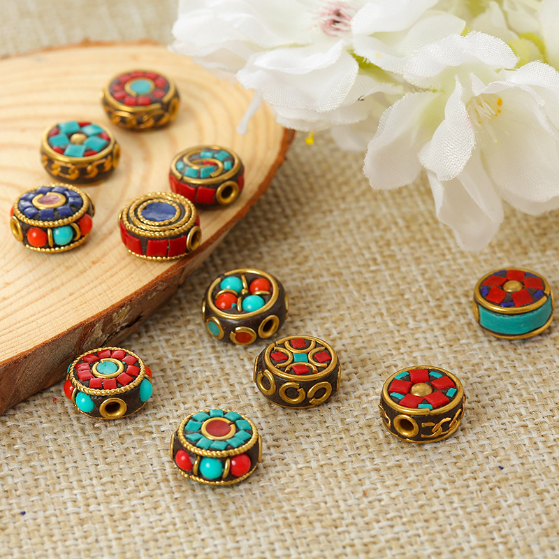尼泊尔铜珠藏式手工珠印度尼西亚珠各种饰品配珠男女通用手工隔珠