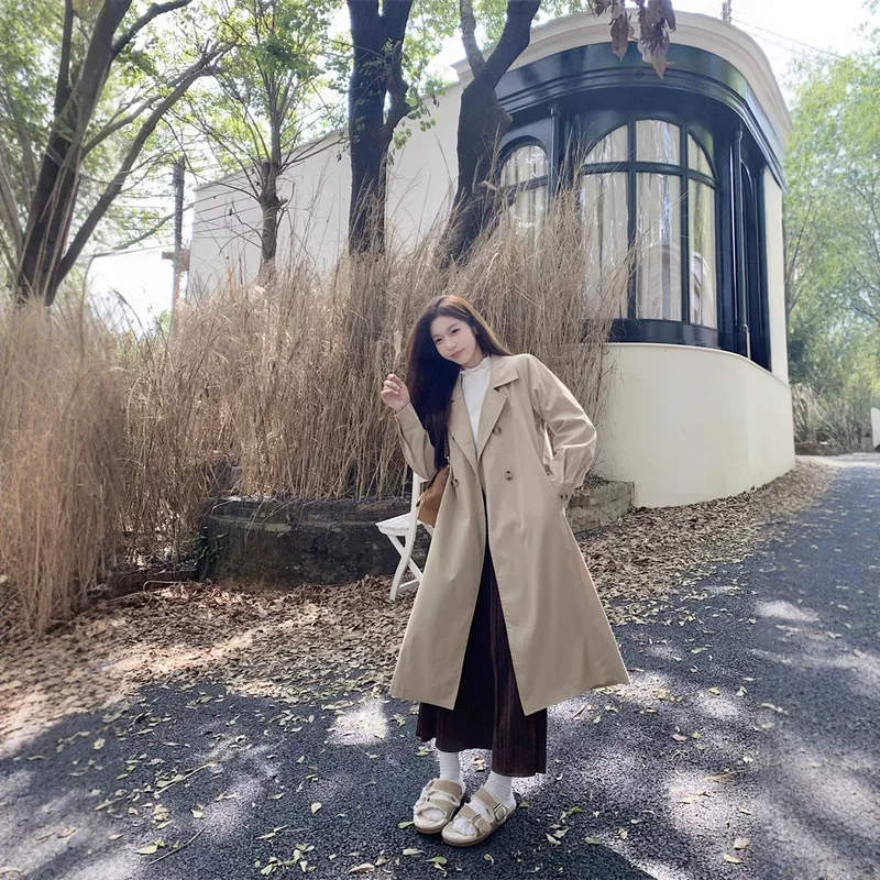 Дизайн весенний ретро длинное модное trench coat, куртка, oversize, свободный крой, британский стиль, плюс сайз, максимальная длина