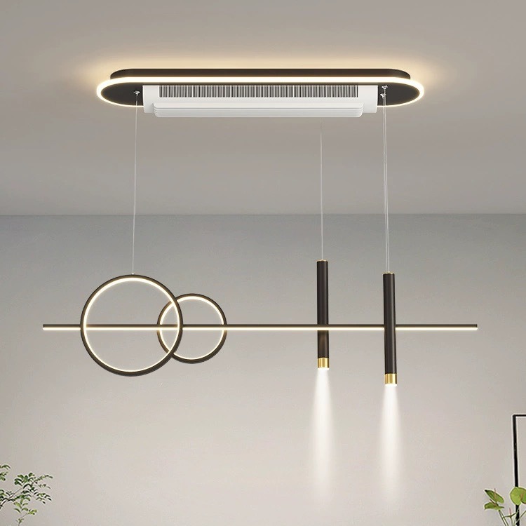 2024 nueva lámpara de ventilador sin hoja moderna y simple conversión inteligente de frecuencia fuera de línea de voz doméstica todo en uno lámpara de restaurante