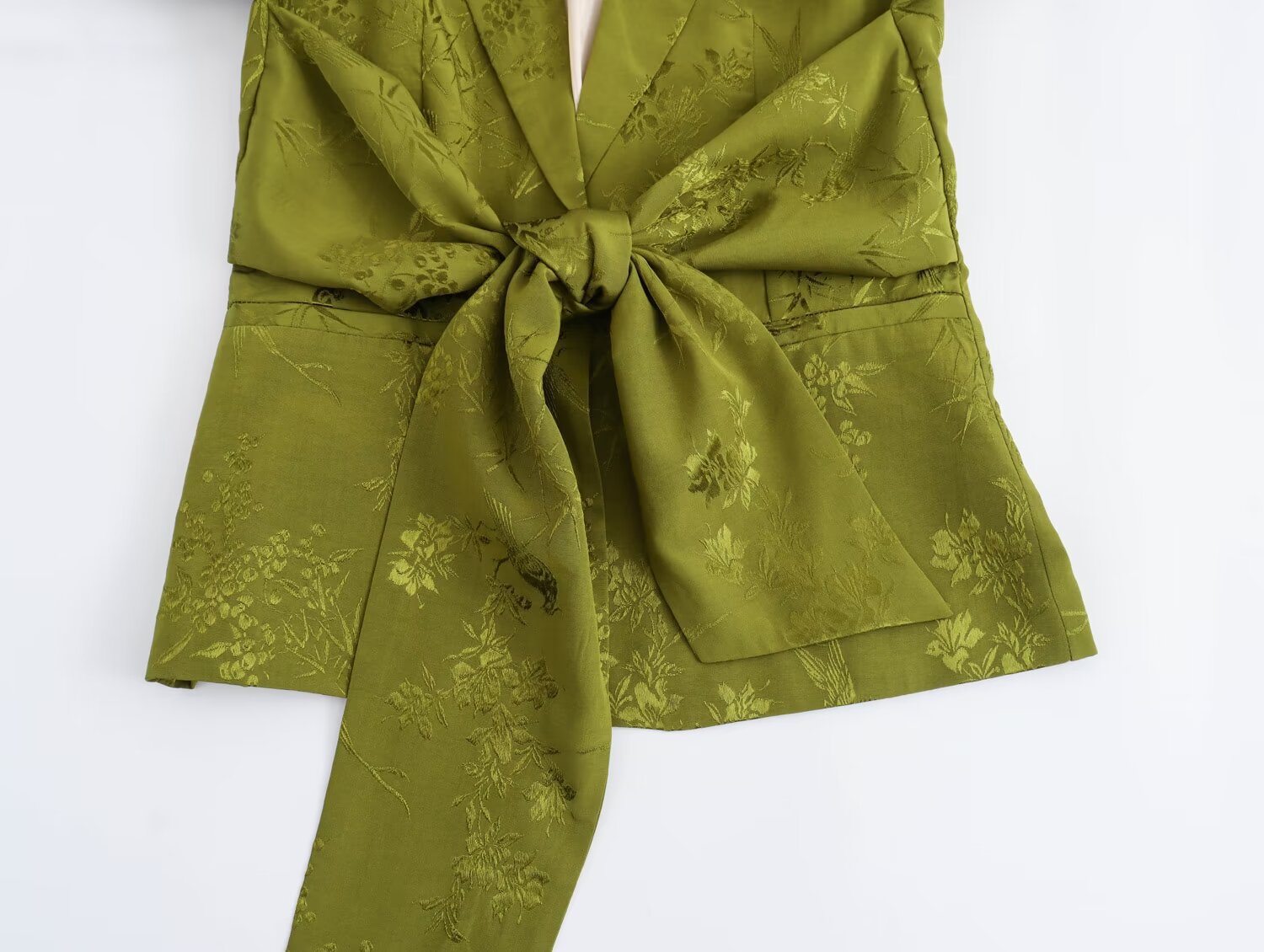 Women's 2024 summer new bow decoration jacquard suit straight leg pants set_voghion.com