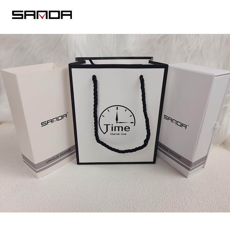 SANDA/Three A New Elegant Handbag Paper Box Matches Quartz Watch Gift Paper Box Set, Watch Box Wholesale