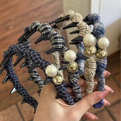 韩系蓝色条纹缠绕倒插梳波浪发箍女生2025新款夏季小清新洗脸头箍