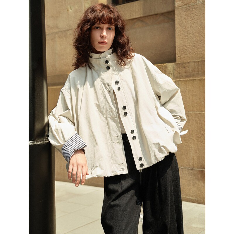 【White Noise Jacket】Flower Bud Style Short Jacket for Women 2026 Spring New Workwear Loose Commuter Top