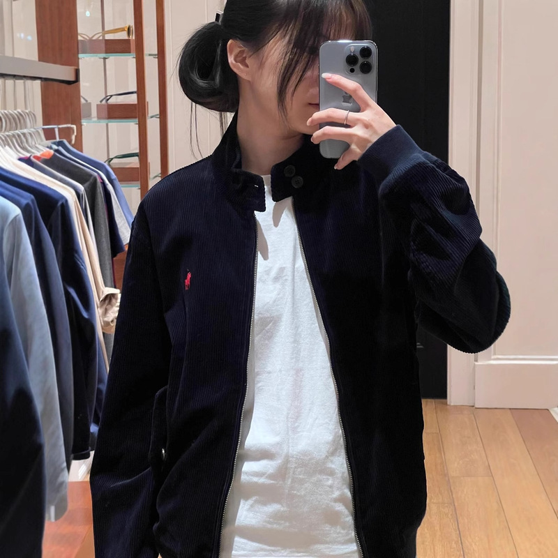 High-Quality Laval Rl Corduroy Jacket with Qr Code, Vintage Style, Embroidered, Retro, Unisex, Loose Fit