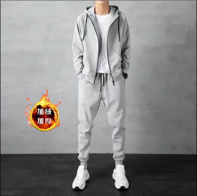 Autumn and winter New hooded sweater suit men's plus velvet padded two-piece leisure fashion sports a set of generation hair Autumn and winter New hooded sweater suit men's plus velvet padded two-piece leisure fashion sports a set of generation hair