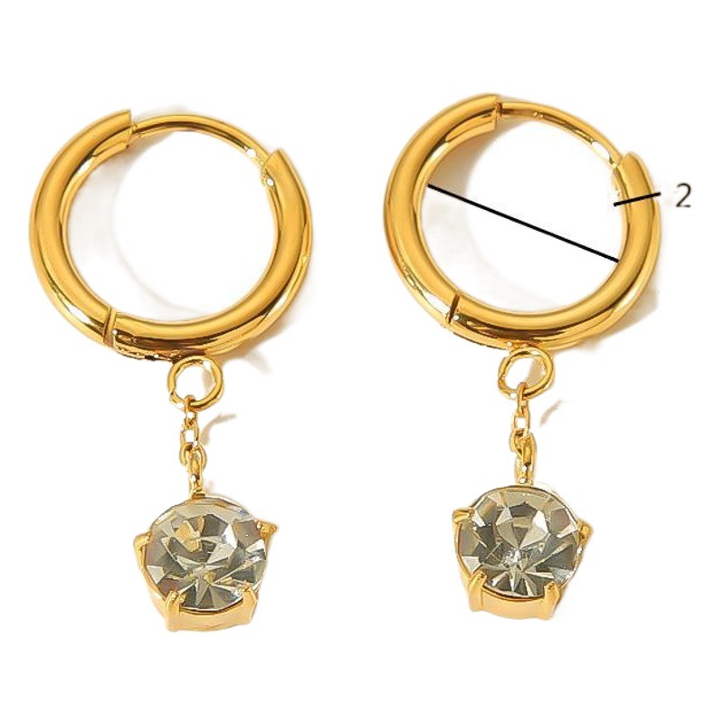 Pendientes de circón con incrustaciones de garra de diseño retro europeo y americano 18K oro de acero inoxidable pendientes redondos geométricos pendientes de alta calidad para las mujeres