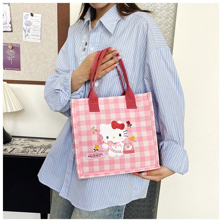Cute cartoon cat canvas bag 2025 new style large-capacity simple and convenient tote bag with fashionable printing undefined