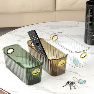 Light luxury desktop storage box PET transparent cosmetics kitchen bathroom bathroom living room coffee table sundries storage basket