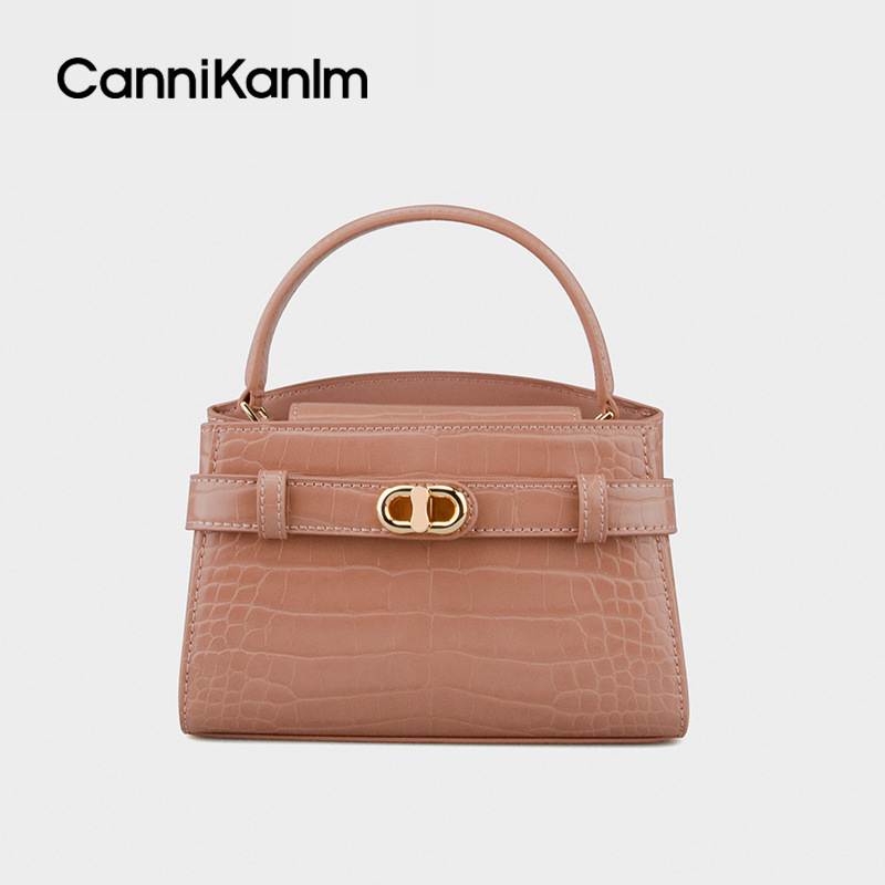 CanniKanlm Crocodile Pattern small size Portable Kelly Bag Women's 2025 New Fashionable High-end Shoulder Crossbody Bag