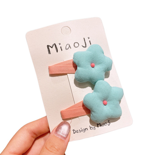Korean-style fabric small flower hair clip for children, dopamine-colored sweet hair clip for girls, forehead clip that doesn't damage hair, BB hair clip