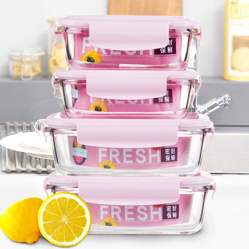 Multi-Piece Set of Glass Preservation Boxes, High Temperature Resistant Lunch Boxes, Microwave Oven Special Glass Bowls with Lids, Preservation Bowls and Lunch Boxes