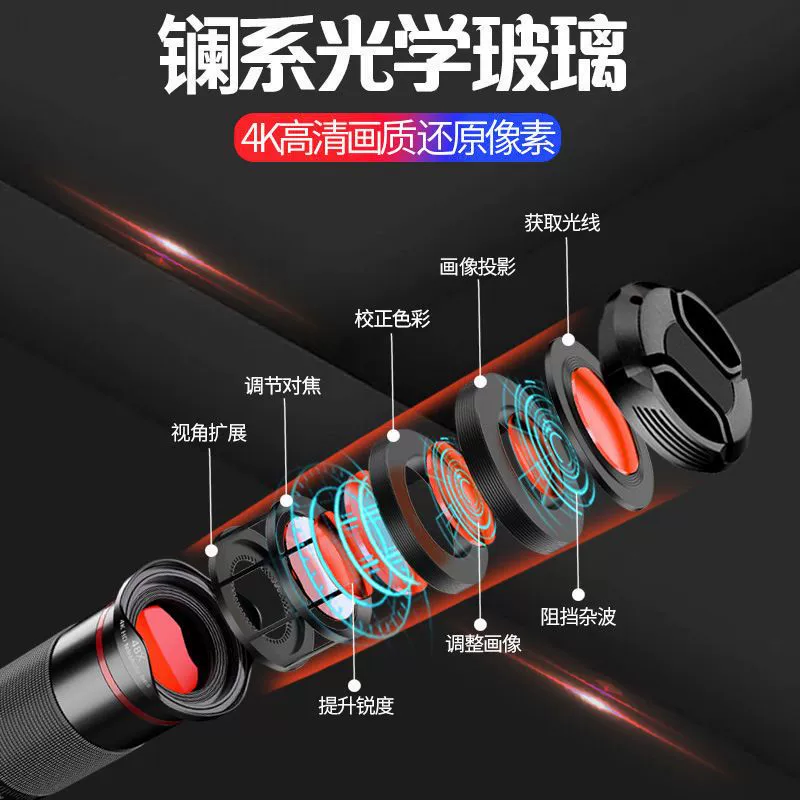 Внешний телеобъектив для мобильного телефона Wangyuan, для концертов, рыбалки, трансляций, высокоразрешающая 48x съемка луны, размытый портрет
