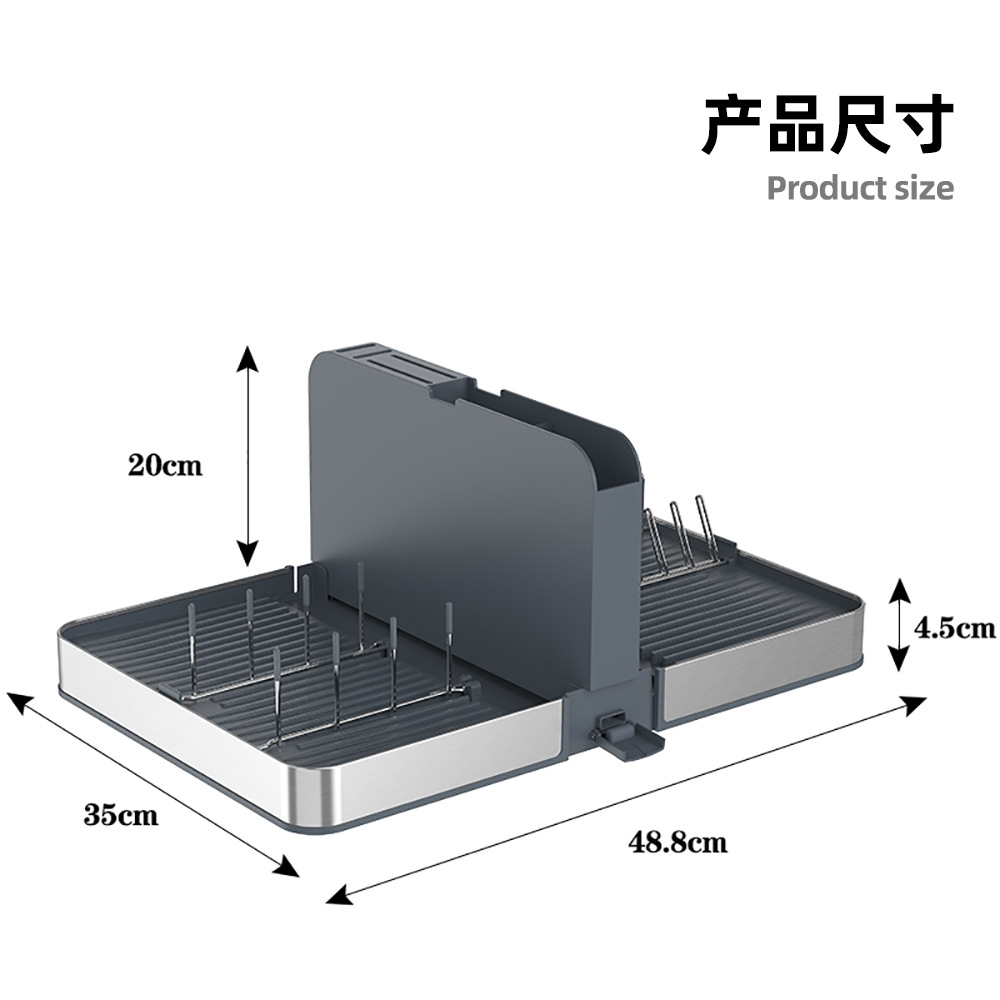 Estante de almacenamiento de cocina multifuncional de doble capa plegable y estirable para el hogar transfronterizo