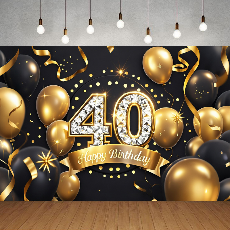 Nueva tela de fondo de feliz cumpleaños transfronteriza, carnaval de fiesta, serie principal de decoración de escenas, banner de cumpleaños