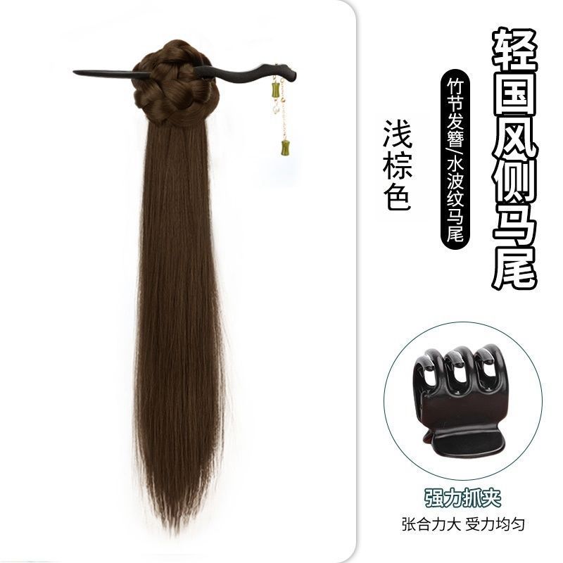 假发辫子女彷真发簪新中式假发侧边抓夹发饰古风汉服旗袍侧马尾辫|undefined