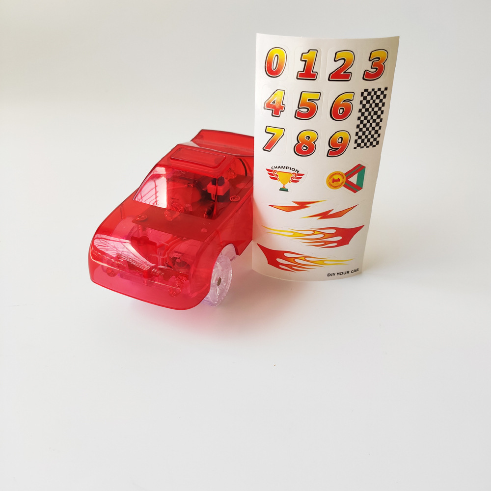 Eléctrico transparente 5-luz caramelo coche muñeca emisora de luz carril accesorios de juguete luz coche de policía ingeniería coche suministro transfronterizo