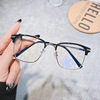 new pattern frame glasses Blue light Computer mirror Retro Metal frame Plain glasses Can be equipped with myopia 0002