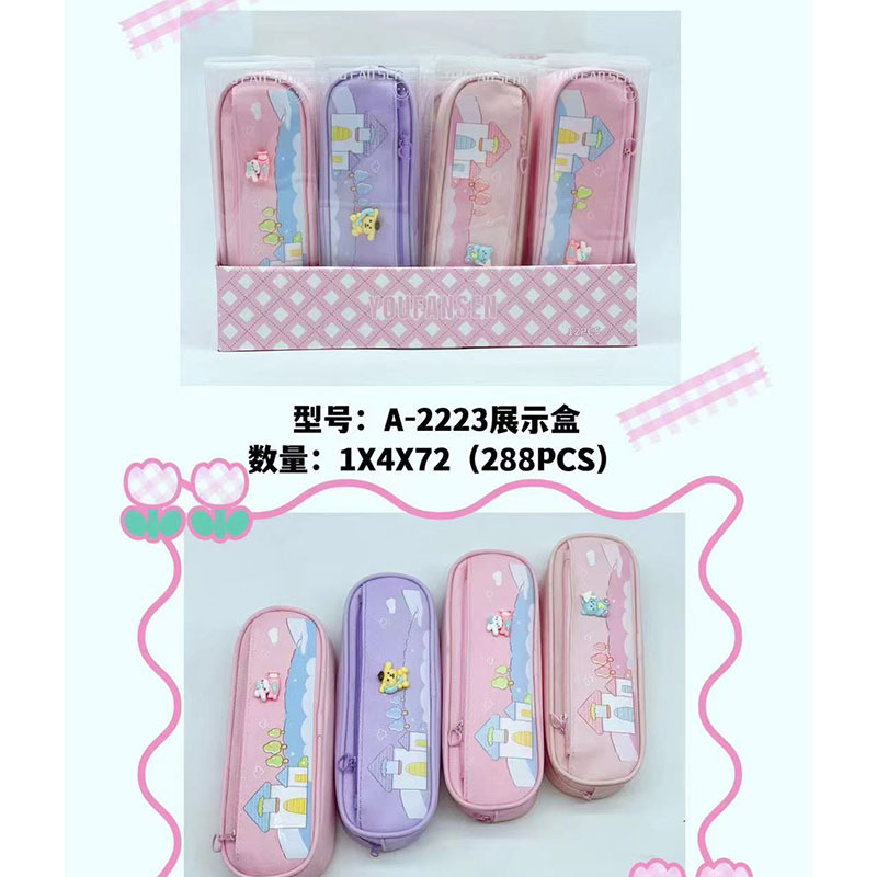 Caja de lápiz creativa caja de papelería de dibujos animados caja de lápiz de arena movediza de aceite de PVC estudiante de gran capacidad bolsa de lápiz al por mayor