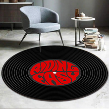 现货跨境圆形客厅地毯 CD唱片创意地毯简约椅子垫卧室床边地垫子