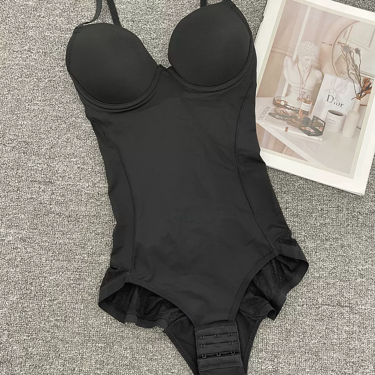 欧美跨境连体塑身衣带文胸加强版产后收腹托胸无痕蕾丝美体束身衣