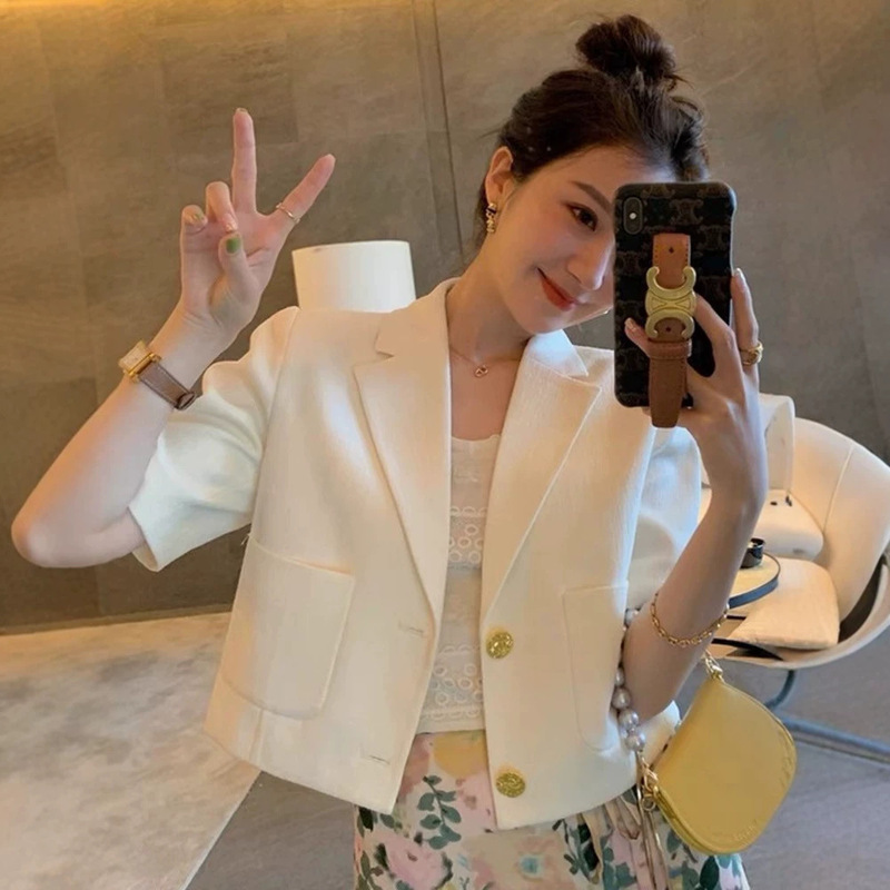 Women's Short Summer Thin Blazer 2026 Korean Casual Style Women's Summer Jacket Women's Short Summer Thin Blazer 2026 Korean Casual Style Women's Summer Jacket