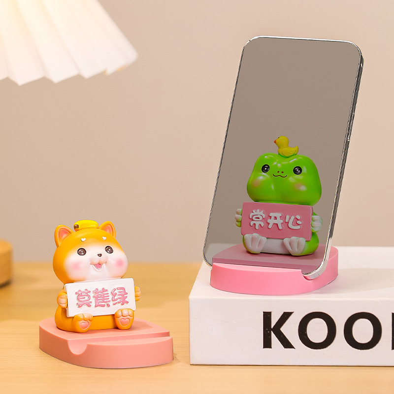 Cute Don'T Be Angry Piggy Mobile Phone Stand Desktop Decoration Ornament Office Decompression Drama Stand Birthday Gift
