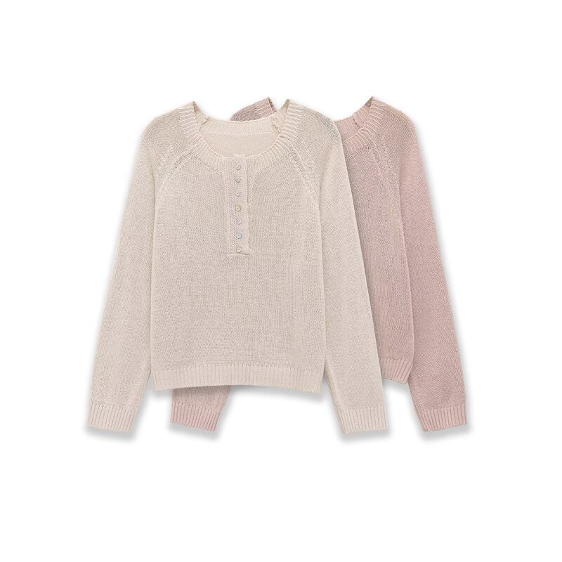 Taop&Za Women's Clothing 2026 Summer New Fashion Versatile Long-Sleeved Round-Neck Commuter Knitwear 2142132