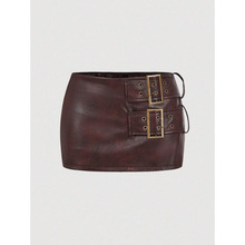 Q 76892 Y2K low-rise leather skirt Y2K ���õ���Ƥȹ�羳