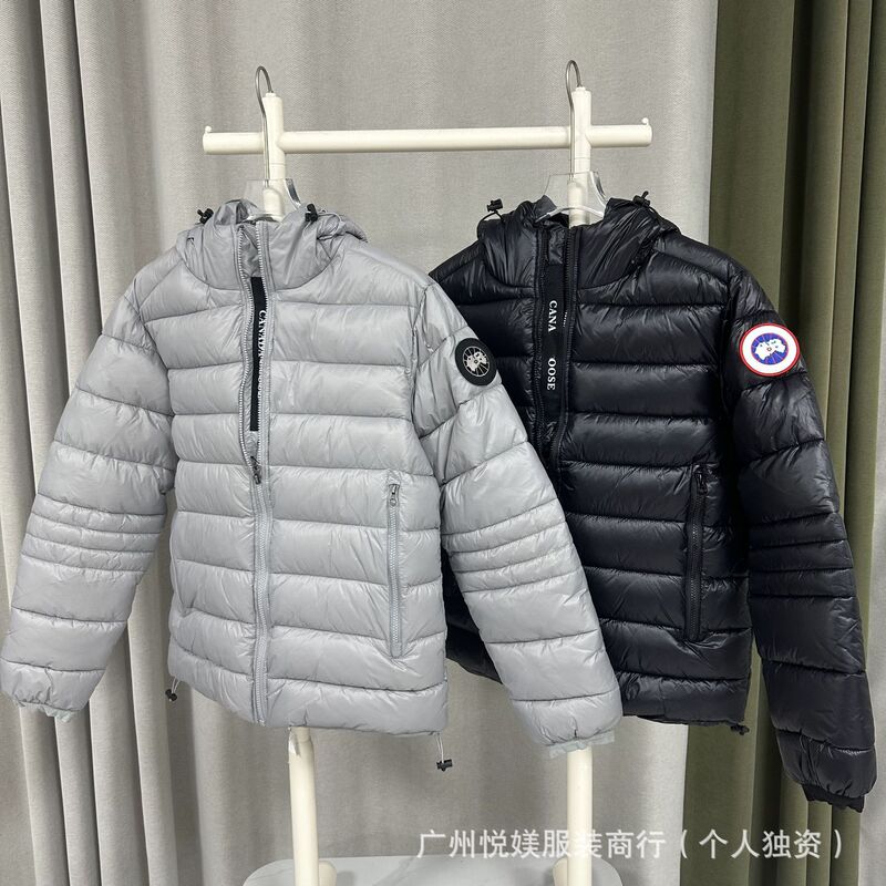 Cross-Border Foreign Trade Canada Goose Cotton Jacket for Men and Women, Warm Solid Color Hooded Logo Cotton Jacket, Cypress Series Coat