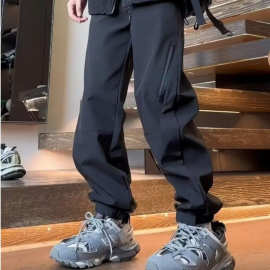 美式机能冲锋裤子男女秋冬季防水加绒工装裤魔术贴束脚户外登山裤