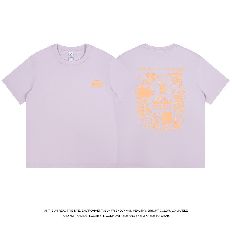 メンズ夏服230g楽しいプリントTシャツメンズトレンドラウンドネックゆったり半袖カジュアル万能インナーシャツレディースins|undefined