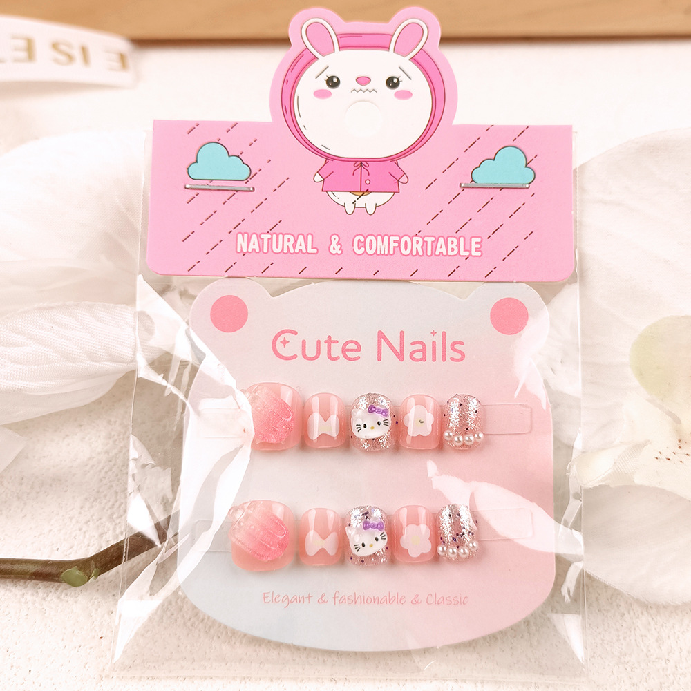 Pegatinas de uñas Sanrio para niñas, calcomanías de uñas 3D de gatitos, lindas pegatinas de uñas de dibujos animados para niños.