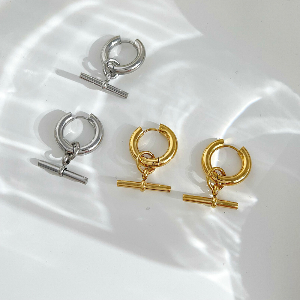 304 Stainless Steel Material Solid Color Pattern Women'S Gender Fashion Solid Color Plating 304 Stainless Steel 16K Gold Plated White Gold Plated Gold Plated Stainless Steel Earrings