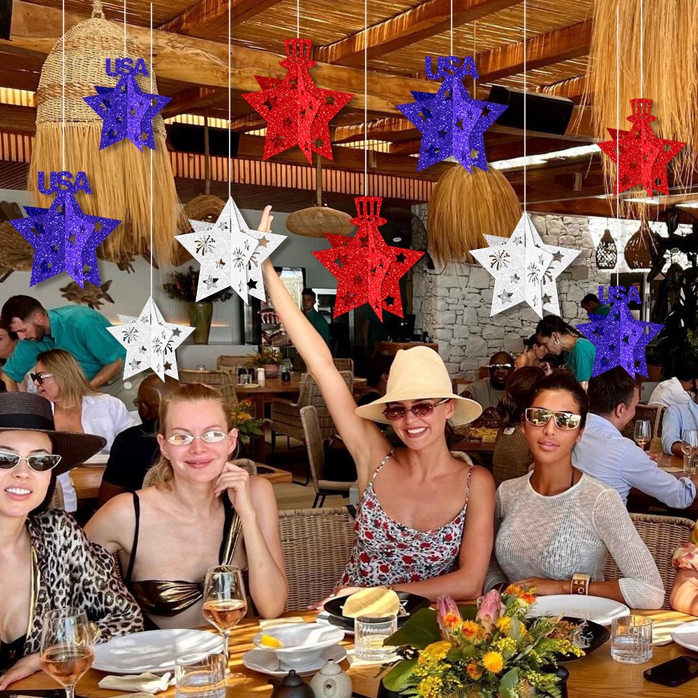 Adornos tridimensionales de la decoración de la fiesta del Día de la Independencia de EE. UU. Adornos del fondo de la fiesta del Día de la Independencia de EE. UU.