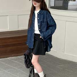 巴拉巴拉秋季中大女童牛仔外套童装儿童新款春秋女孩简约百搭牛仔