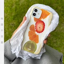 polpol韩国代购ins风创意水果奶油蛋糕半包菲林壳磨砂手机壳百搭