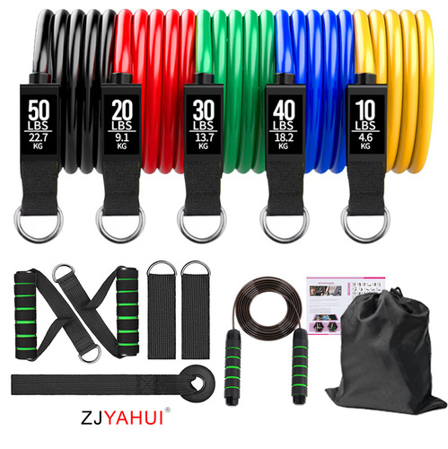 Resistance Band Set with D-Ring Equipment for Yoga and Fitness, Stretching Band with 11 Pieces