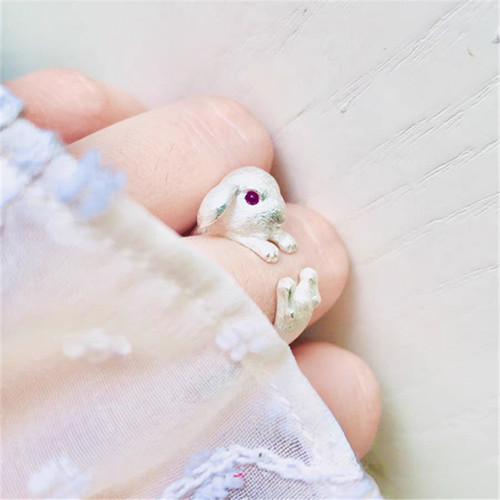 Simple cute kitten ring female open kt cat ears puppy ring small animal cartoon Xiyin jewelry wholesale